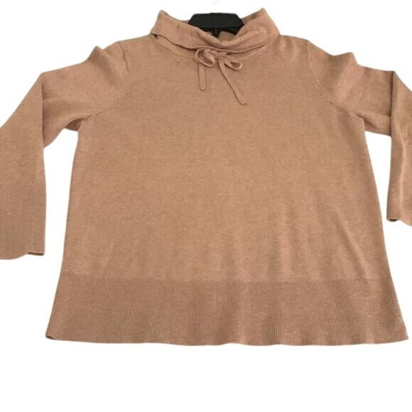 Loft Outlet Womens Cowl Neck Sweater Large 100% Cotton Beige Machine Washable Fa - Picture 5 of 11